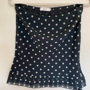 Navy Blue Polka Dots Strapless Top